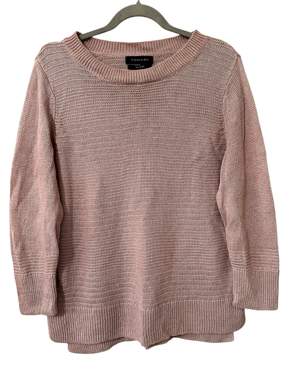 Tahari Linen Dusty Pink Knit Sweater Top